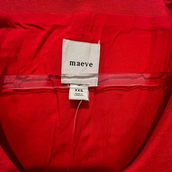 Anthropologie Maeve Blazer Scoop Neck Cutaway Red Jacket - Picture 7 of 11